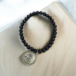 Brown Beaded and copper Floral bracelet